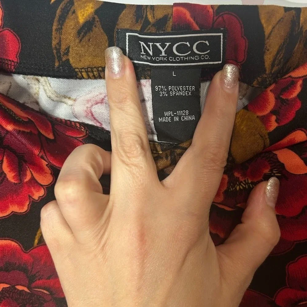 NYCC New York Clothing Co‎ Skirt Womens L Black Floral Pencil Rose Academia Goth